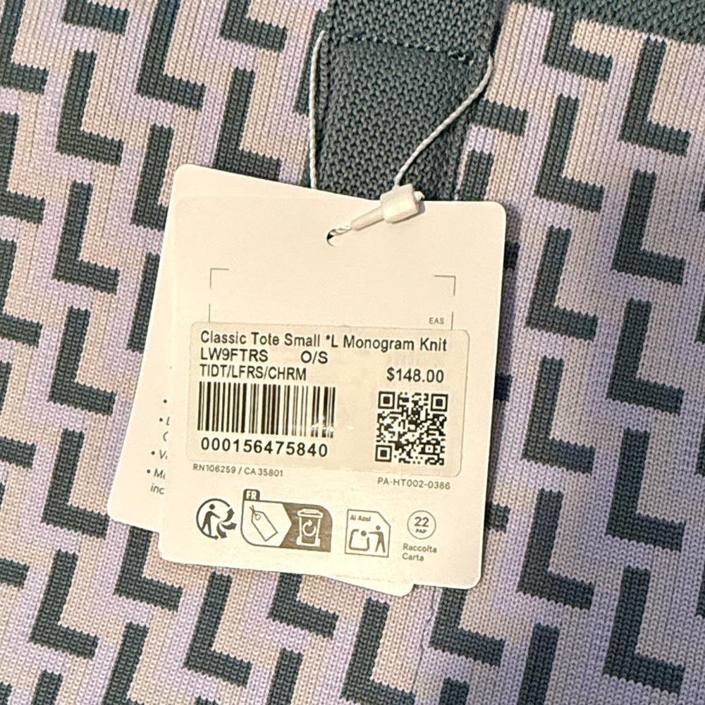lululemon athletica Classic Tote Small Monogram Knit in Lavender and Charcoal
